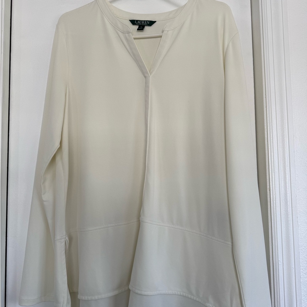 Ralph Lauren Cream Long-Sleeve V-Notch Tunic